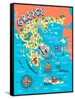 Illustrated Map of Greece. Travels-Daria_I-Framed Stretched Canvas