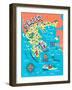 Illustrated Map of Greece. Travels-Daria_I-Framed Art Print