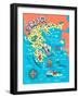 Illustrated Map of Greece. Travels-Daria_I-Framed Art Print