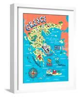 Illustrated Map of Greece. Travels-Daria_I-Framed Art Print