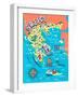 Illustrated Map of Greece. Travels-Daria_I-Framed Art Print