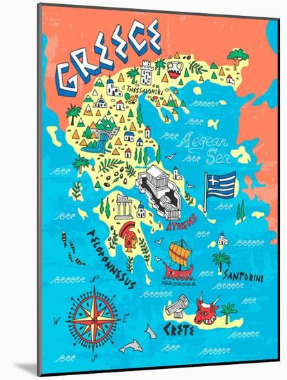 Illustrated Map of Greece. Travels-Daria_I-Mounted Art Print