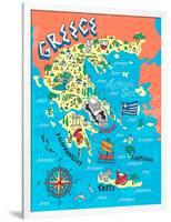 Illustrated Map of Greece. Travels-Daria_I-Framed Art Print