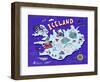 Illustrated Map of Iceland. Travel. Cartography-Daria_I-Framed Art Print