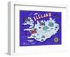 Illustrated Map of Iceland. Travel. Cartography-Daria_I-Framed Art Print