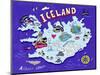 Illustrated Map of Iceland. Travel. Cartography-Daria_I-Mounted Art Print