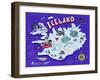 Illustrated Map of Iceland. Travel. Cartography-Daria_I-Framed Art Print