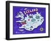 Illustrated Map of Iceland. Travel. Cartography-Daria_I-Framed Art Print