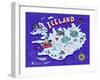 Illustrated Map of Iceland. Travel. Cartography-Daria_I-Framed Art Print