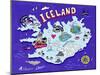 Illustrated Map of Iceland. Travel. Cartography-Daria_I-Mounted Art Print