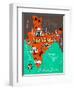 Illustrated Map of India-Daria_I-Framed Art Print