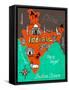 Illustrated Map of India-Daria_I-Framed Stretched Canvas