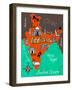 Illustrated Map of India-Daria_I-Framed Art Print