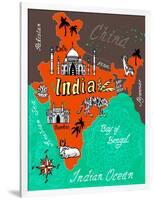 Illustrated Map of India-Daria_I-Framed Art Print