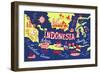 Illustrated Map of Indonesia-Daria_I-Framed Art Print