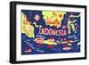 Illustrated Map of Indonesia-Daria_I-Framed Art Print