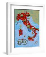 Illustrated Map of Italy. Travel-Daria_I-Framed Art Print