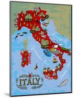 Illustrated Map of Italy. Travel-Daria_I-Mounted Art Print