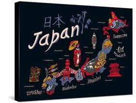 Illustrated Map of Japan-Daria_I-Stretched Canvas