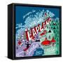 Illustrated Map of Lapland-Daria_I-Framed Stretched Canvas