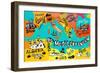 Illustrated Map of Mediterranean-Daria_I-Framed Art Print