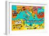 Illustrated Map of Mediterranean-Daria_I-Framed Art Print