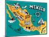 Illustrated Map of Mexico with the Main Attractions-Daria_I-Mounted Art Print