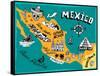Illustrated Map of Mexico with the Main Attractions-Daria_I-Framed Stretched Canvas