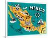 Illustrated Map of Mexico with the Main Attractions-Daria_I-Framed Art Print