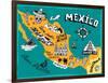 Illustrated Map of Mexico with the Main Attractions-Daria_I-Framed Art Print