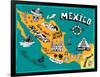 Illustrated Map of Mexico with the Main Attractions-Daria_I-Framed Art Print