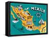 Illustrated Map of Mexico with the Main Attractions-Daria_I-Framed Stretched Canvas