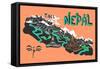 Illustrated Map of Nepal-Daria_I-Framed Stretched Canvas