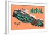 Illustrated Map of Nepal-Daria_I-Framed Art Print