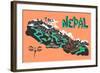 Illustrated Map of Nepal-Daria_I-Framed Art Print