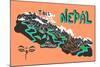 Illustrated Map of Nepal-Daria_I-Mounted Art Print