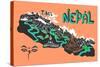 Illustrated Map of Nepal-Daria_I-Stretched Canvas