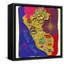 Illustrated Map of Peru. Travel-Daria_I-Framed Stretched Canvas