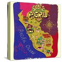 Illustrated Map of Peru. Travel-Daria_I-Stretched Canvas