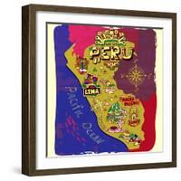 Illustrated Map of Peru. Travel-Daria_I-Framed Art Print