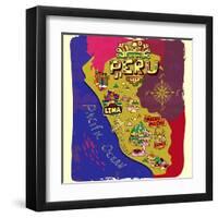 Illustrated Map of Peru. Travel-Daria_I-Framed Art Print