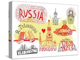 Illustrated Map of Russia-Daria_I-Stretched Canvas