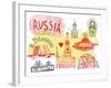 Illustrated Map of Russia-Daria_I-Framed Art Print