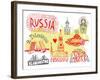 Illustrated Map of Russia-Daria_I-Framed Art Print