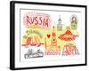 Illustrated Map of Russia-Daria_I-Framed Art Print