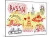 Illustrated Map of Russia-Daria_I-Mounted Art Print