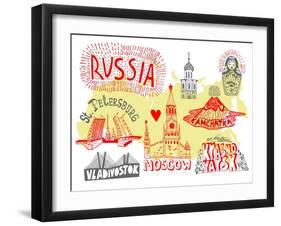 Illustrated Map of Russia-Daria_I-Framed Art Print