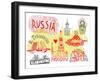 Illustrated Map of Russia-Daria_I-Framed Art Print