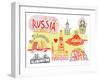 Illustrated Map of Russia-Daria_I-Framed Art Print