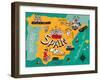 Illustrated Map of Spain-Daria_I-Framed Art Print